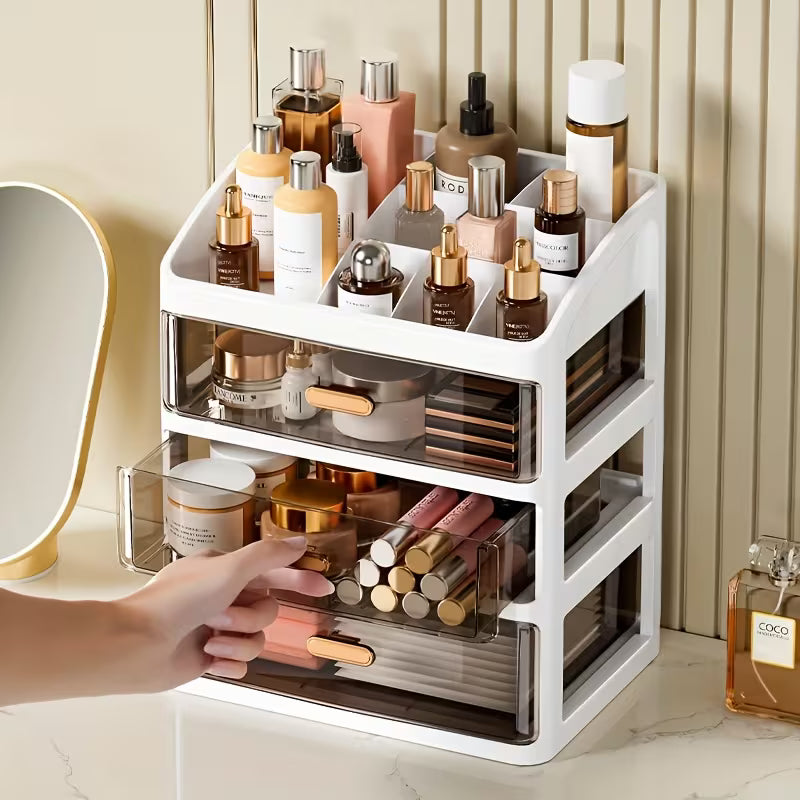 Desktop Multi-Layer Cosmetic Storage Box — Large Transparent Drawer Organiser