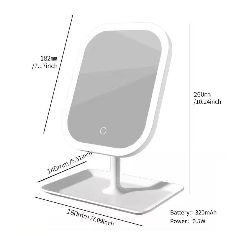 Lighted Vanity Mirror — Portable Foldable Makeup Mirror with 3 Light Modes