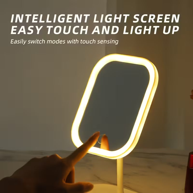 Lighted Vanity Mirror — Portable Foldable Makeup Mirror with 3 Light Modes
