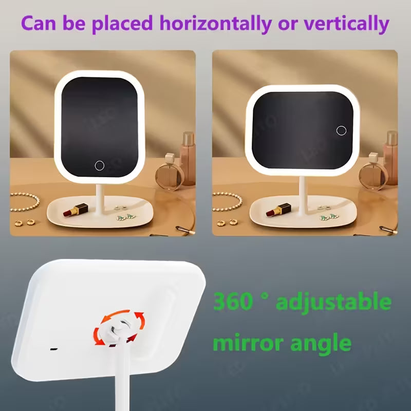 Lighted Vanity Mirror — Portable Foldable Makeup Mirror with 3 Light Modes
