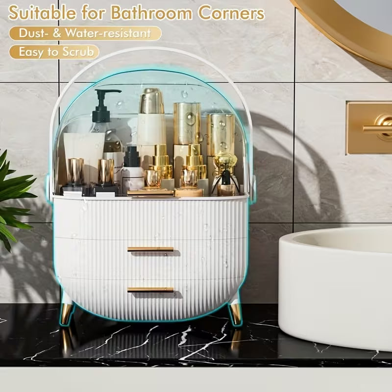 Makeup Storage Box with 2 Drawers & Transparent Lid