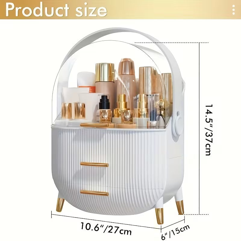 Makeup Storage Box with 2 Drawers & Transparent Lid