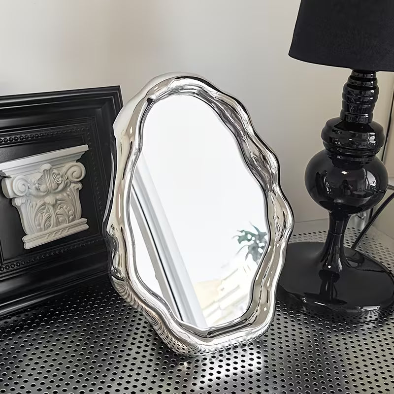 Silver Series Decorative Foldable Makeup Mirror — Creative Girl Desktop Vanity Mirror