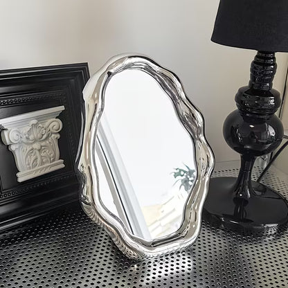 Silver Series Decorative Foldable Makeup Mirror — Creative Girl Desktop Vanity Mirror
