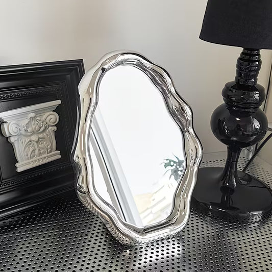 Silver Series Decorative Foldable Makeup Mirror — Creative Girl Desktop Vanity Mirror