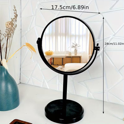 European Style Matte Steel Princess Mirror — Large Double-Sided Tabletop Vanity Mirror