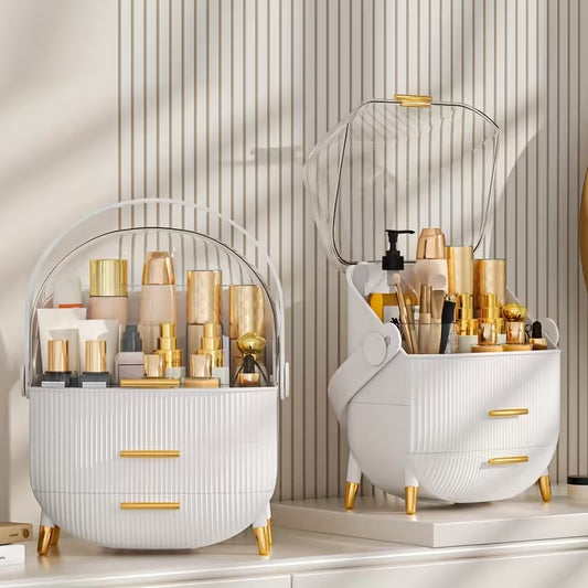Makeup Storage Box with 2 Drawers & Transparent Lid