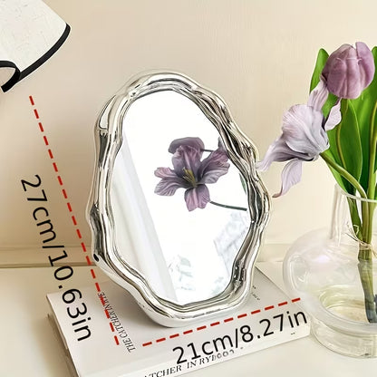 Silver Series Decorative Foldable Makeup Mirror — Creative Girl Desktop Vanity Mirror