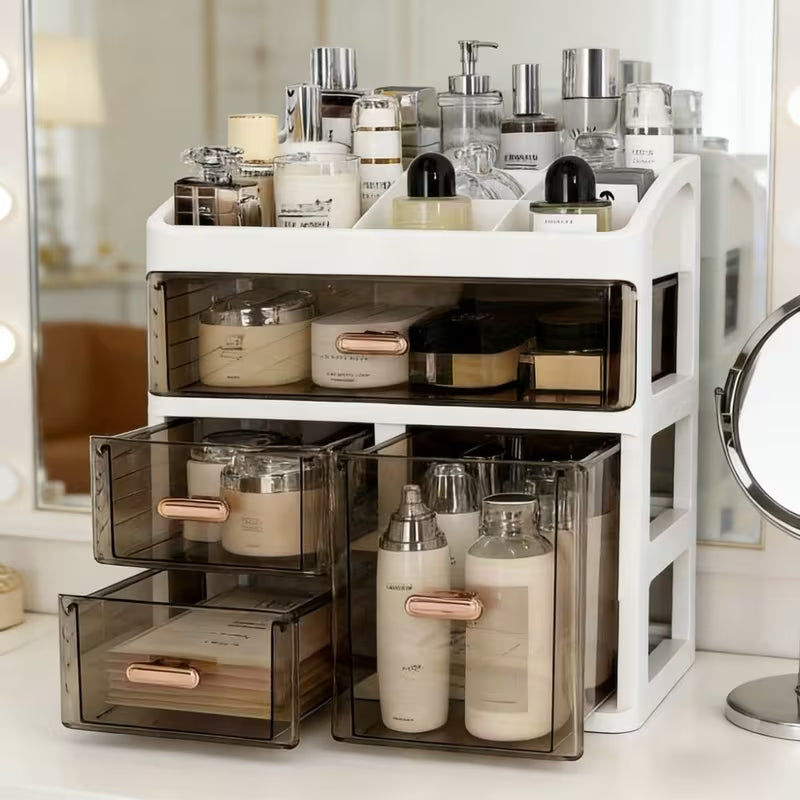 All-in-One Cosmetic Storage Box with Drawer — Large Capacity Desktop Organiser