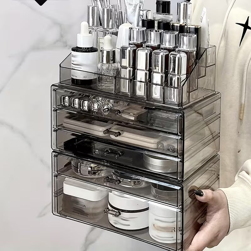 Transparent Acrylic Lipstick Organiser with Drawer — Large Capacity Dustproof Storage Rack