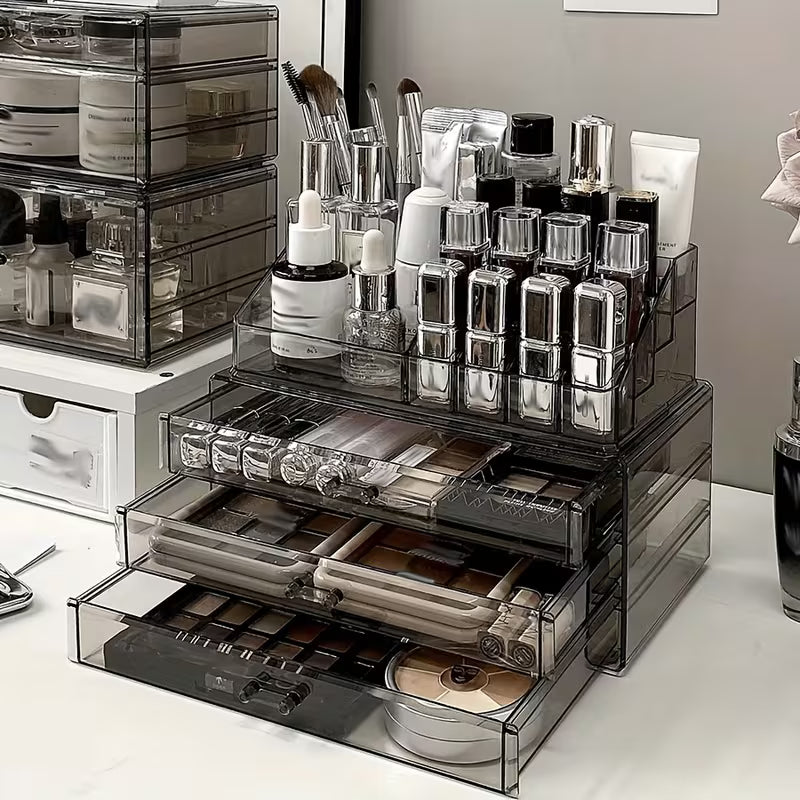 Transparent Acrylic Lipstick Organiser with Drawer — Large Capacity Dustproof Storage Rack