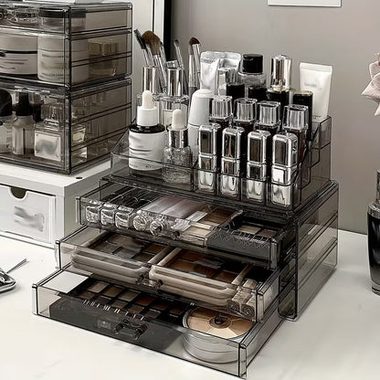 Transparent Acrylic Lipstick Organiser with Drawer — Large Capacity Dustproof Storage Rack