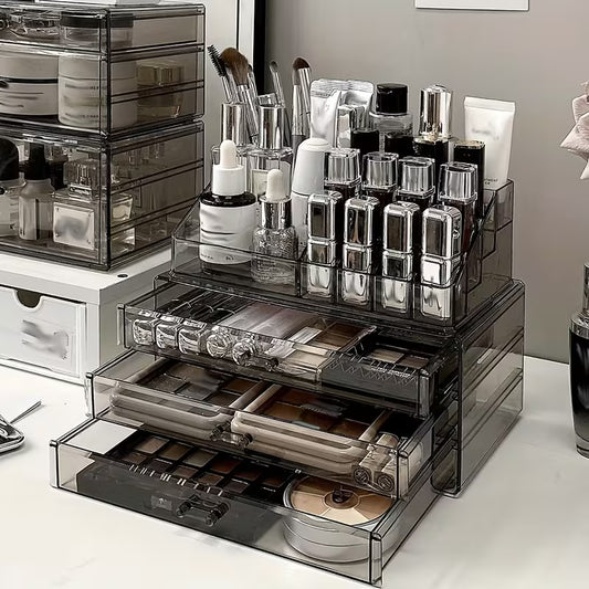 Transparent Acrylic Lipstick Organiser with Drawer — Large Capacity Dustproof Storage Rack