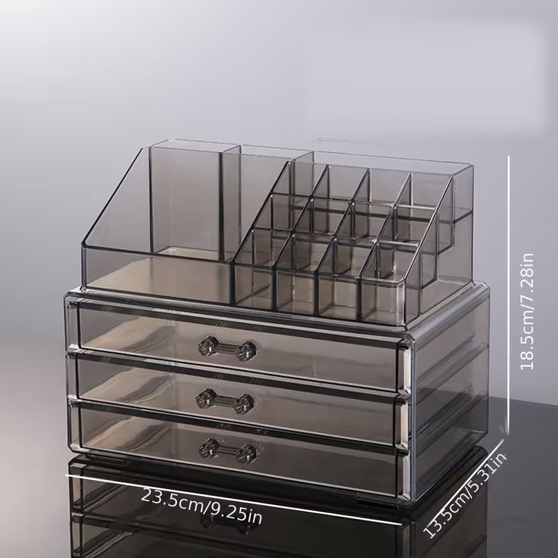 Transparent Acrylic Lipstick Organiser with Drawer — Large Capacity Dustproof Storage Rack