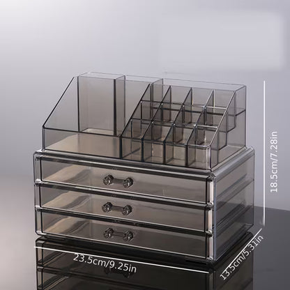 Transparent Acrylic Lipstick Organiser with Drawer — Large Capacity Dustproof Storage Rack