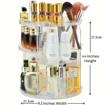 360° Rotating Makeup & Skincare Organiser — Large Capacity Countertop Shelving Unit