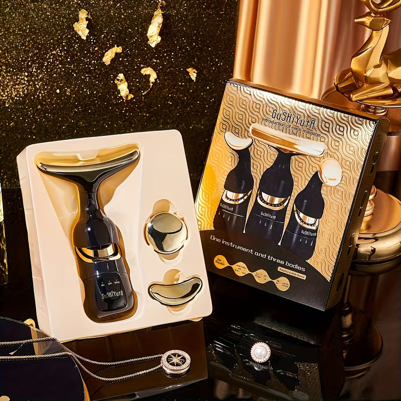 Vibrating Facial Massage Device with 3 Interchangeable Heads