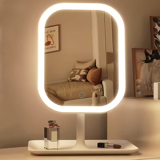 Lighted Vanity Mirror — Portable Foldable Makeup Mirror with 3 Light Modes